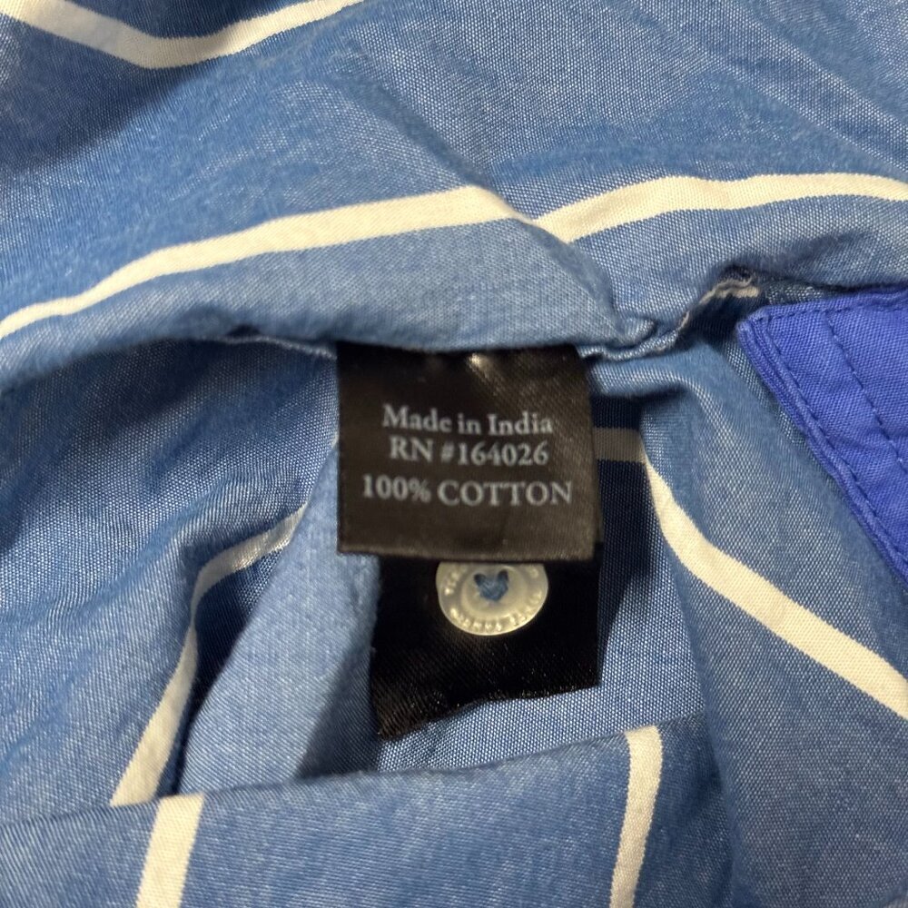 Vince Camuto Blue White Vertical Stripe Short Sleeve Button Down Casual Shirt - Picture 5 of 6